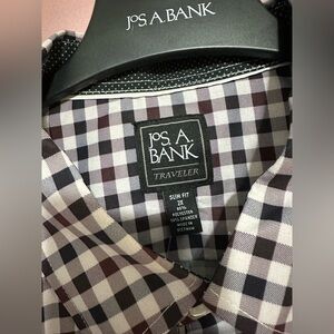 NWT Jos. A. Bank Black, White, and Maroon Casual Button Down Shirt